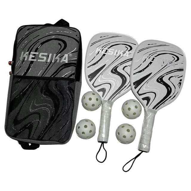 Langgg Pickleball Racket Set 4 Balls and Bag Racquets Pickleball Grip Carry Comfort Black 41.5x20.5cm