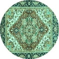 thumbnail image 1 of Ahgly Company Machine Washable Indoor Round Persian Turquoise Blue Traditional Area Rugs, 8' Round, 1 of 4