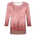 thumbnail image 4 of Dyegold 3/4 Sleeve Tops For Women Summer Round Neck Dressy Casual Vintage Floral Print Shirts Plus Size Trendy Blouses Tunic, 4 of 5