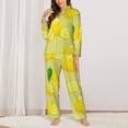 thumbnail image 2 of Saiise Bright Lemons Pattern Women's Long-Sleeved Pajama Set Button Front Sleepwear with Pockets Lounge Set for Home Relax Nightwear-Large, 2 of 7