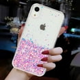thumbnail image 5 of Case for iPhone XR, Luminous Fashionable Trendy Shiny Glitter Phone Cover, Gradient Non-Yellowing Shockproof with Glamorous Shimmering Protection Case for iPhone XR, Pink, 5 of 6