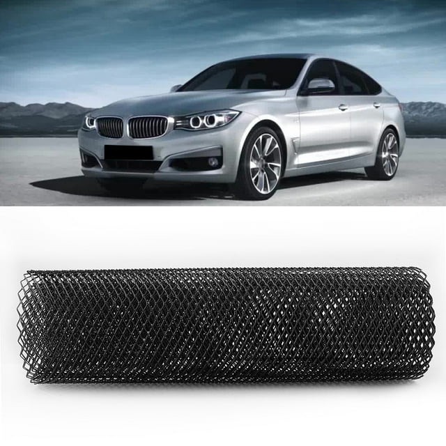 CAR GRILLE MESH NET GRID BUMPER UNIVERSAL - ALUMINUM ALLOY - CUSTOMIZABLE & DURABLE - KEEP ENGINE COOL - PROTECT RADIATOR, INTERCOOLER, ENGINE BAY - BLACK - 100 x 33CM
