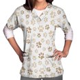 thumbnail image 1 of Snoarin Summer Plus Size Summer Tops for Women Tops Short Sleeve V-neck Tops Working Uniform Floral Print With Three Pockets Blouse Work Uniforms for Women on Clearance, 1 of 5