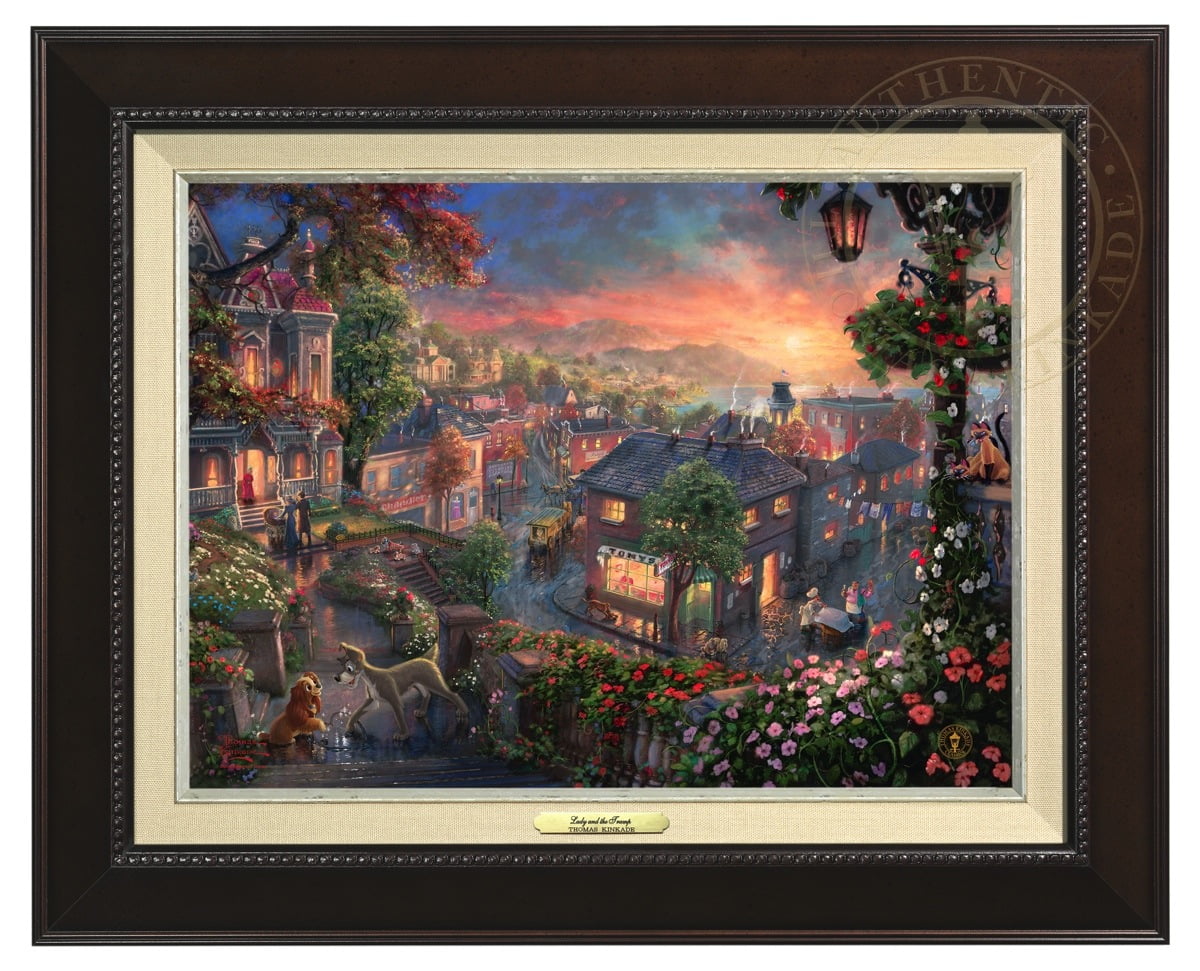 Thomas Kinkade Lady and the Tramp Canvas Classic (Espresso Frame
