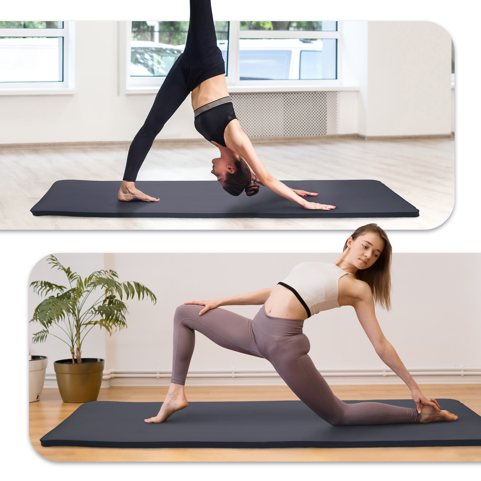 Signature Fitness 1/2-Inch Thick Yoga Mat, 71"x24" Exercise Mat with Carry Strap, High-Density Foam Cushion for Comfort & Support, Easy to Clean, for Home, Gym & Travel