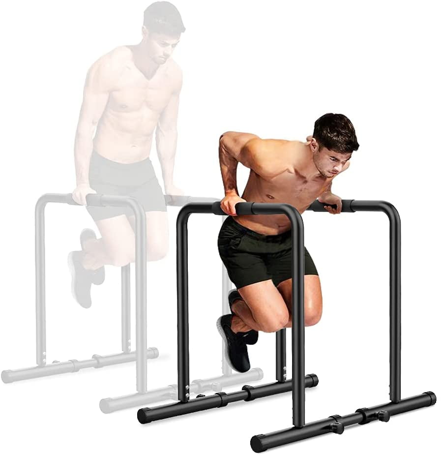 Fitness Red Dip Station Leg Raise Bars Body Weight Parallettes Push Up Bar 