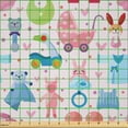 thumbnail image 2 of Ambesonne Cartoon Fabric by the Yard Microfiber, Cartoon Bear and Bunny Art, 3 Yards, Pale Pink Blue Rose, 2 of 2