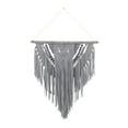 thumbnail image 6 of DecMode Gray Cotton Handmade Intricately Weaved Macrame Wall Decor with Beaded Fringe Tassels, 6 of 7