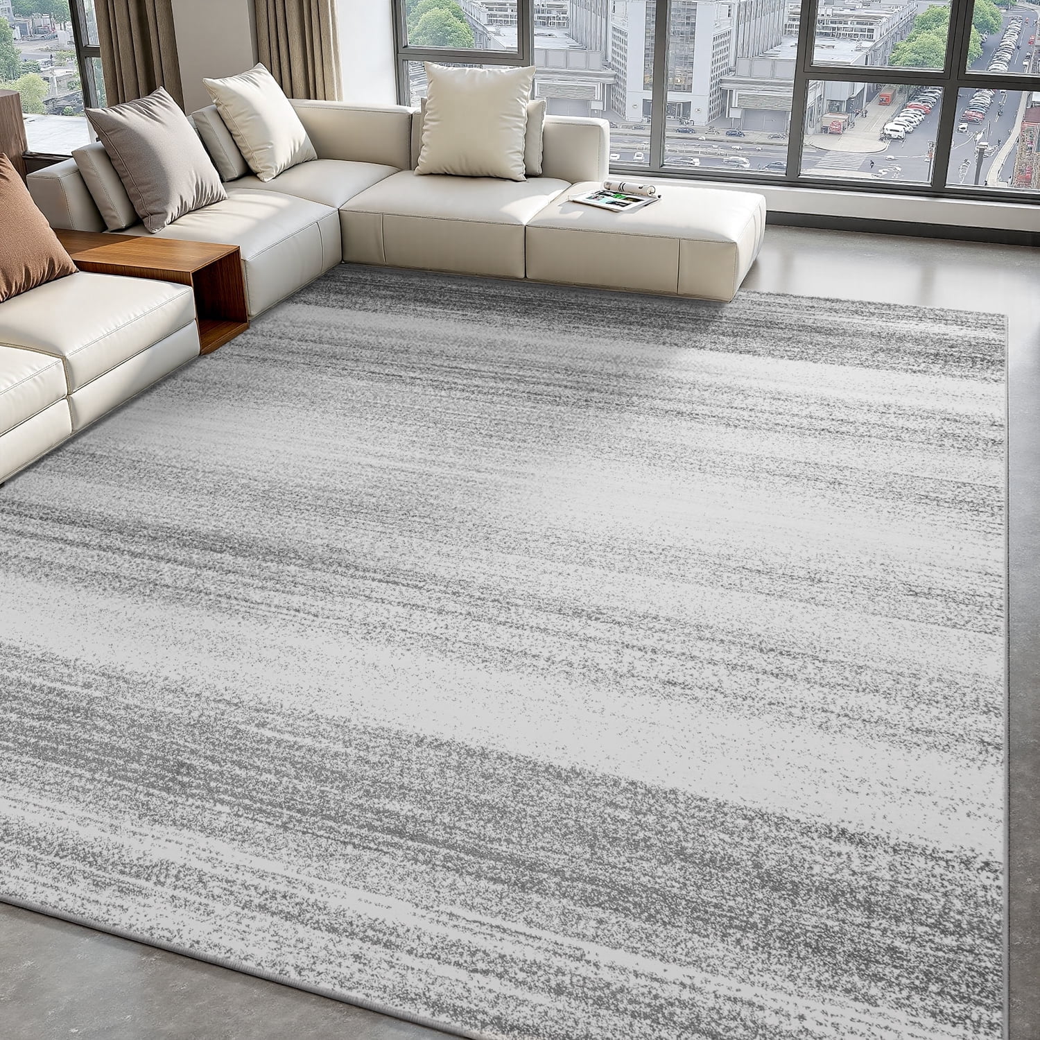 VUNATE 5'x7' Area Rugs for Living Room Washable Rugs Modern Abstract Area Rug Soft Contemporary Neutral Carpet Indoor Rug for Bedroom Dining Room Office Foldable Nonslip Rug Light Gray
