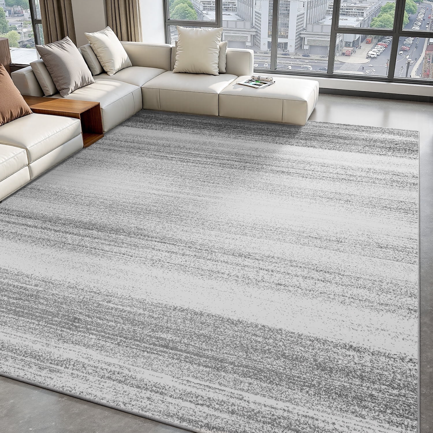 VUNATE 5'x7' Area Rugs for Living Room Washable Rugs Modern Abstract Area Rug Soft Contemporary Neutral Carpet Indoor Rug for Bedroom Dining Room Office Foldable Nonslip Rug Light Gray