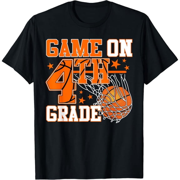 Vintage Game On Fourth Grade Basketball Back To School Boy T-Shirt Size S-5XL