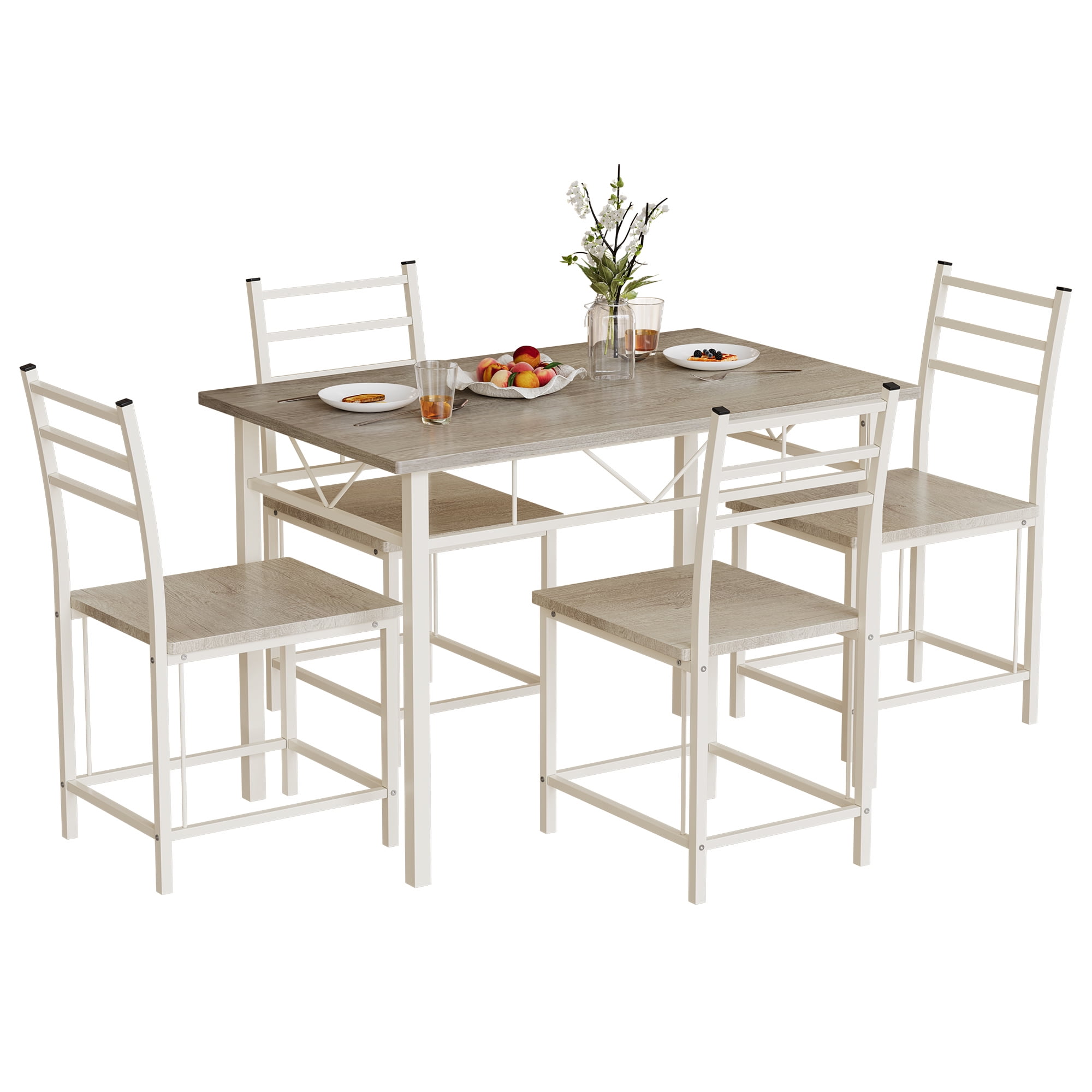 Dextrus 5 Piece Dining Set, Wood Metal 42