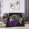 thumbnail image 6 of DouZhe Ultra-Soft Micro Fleece Lightweight Flannel Bed Blanket, Skull Aztec Ethnic Triditional Print Cozy Warm Throw Blankets, 50"x40", 6 of 7