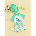 thumbnail image 4 of Musuos Toddler Boys Cute Swimsuit, 6M 12M 18M 24M 3Y Shark Crocodile Print Short Sleeve Top with Elastic Shorts Hat Summer Swimwear, 4 of 10