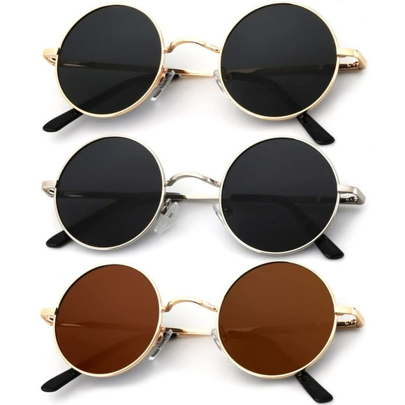 Gafas de sol KALIYADI redondas polarizadas retro de metal UV400 47 mm