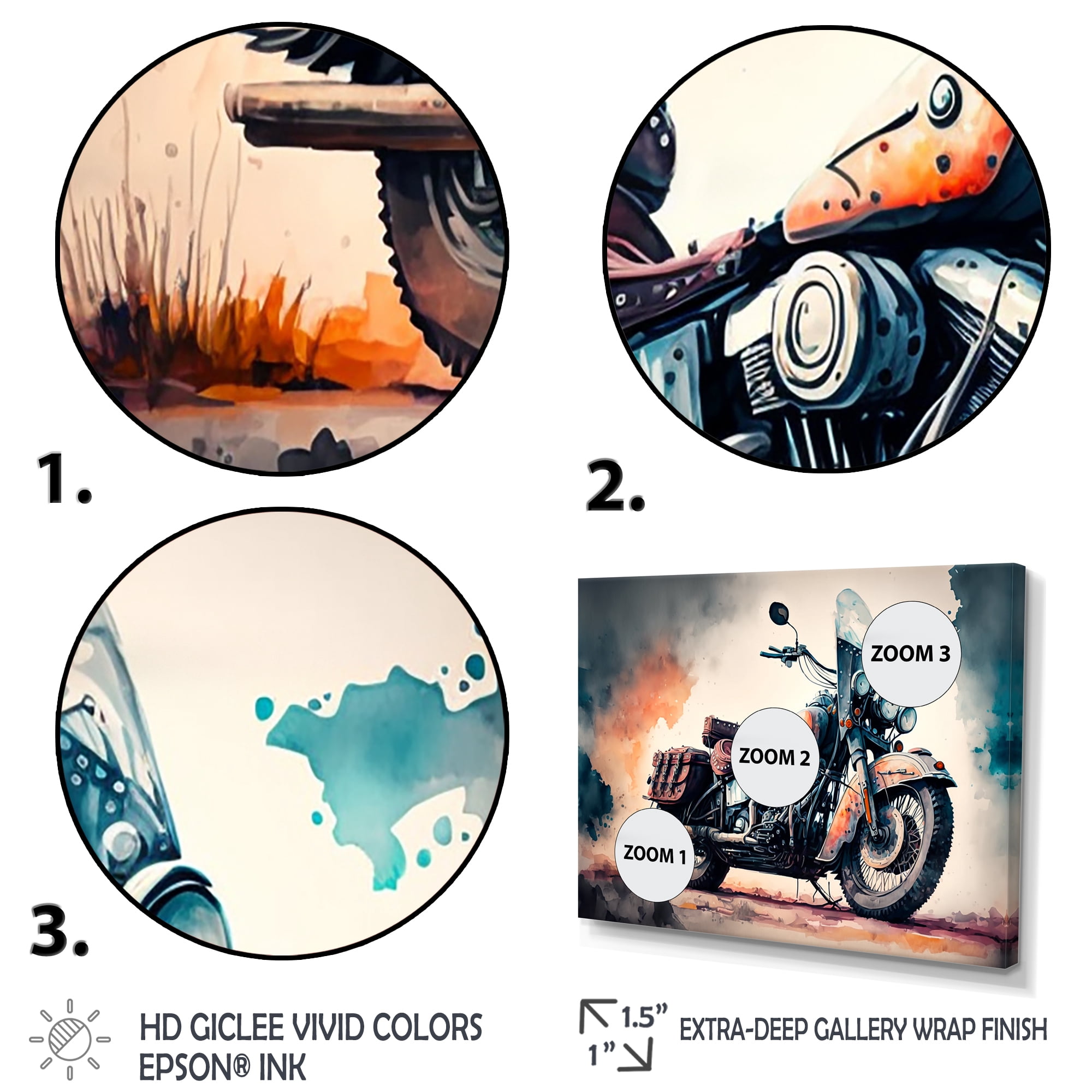 Designart Motorcycle Parked In The Desert I Canvas Wall Art