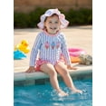 thumbnail image 5 of BemeyourBBs Toddler Baby Girl Swimsuit Infant Bathing Suit One-Piece Swimsuits with Sun Hat Set Long Sleeve Rash Guard Swimwear Ice Cream Zipper Summer Beach Wear, 5 of 9