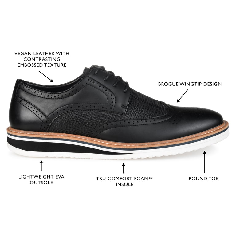 Vance Co. Mens Warrick Wide Width Tru Comfort Foam Wingtip 