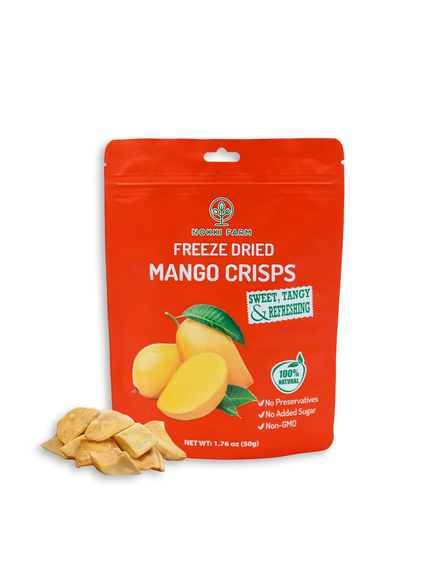 NOKKI FARM Freeze Mango Fruit, Healthy & Exotic Tropical Superfood Snacks, Kid-Approved, No Added Sugar or Preservatives, Shelf-Stable, 1.73 Oz, 3 Pack