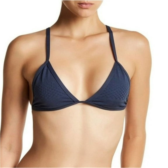 Tavik Womens Jett Textured Triangle Bikini Swim Top, Blue, Large