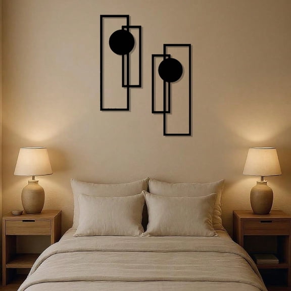 2-Piece Minimalist Metal Wall Art Set - Modern Abstract Vertical Sculptures for Home & Office Decor | Stylish Metal Wall Hangings for Living Room, Bedroom, Bathroom, Kitchen & Halloween