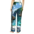 thumbnail image 3 of Picia Tropical Paradise Window View Womens Soft Woven Cotton Elastic Waistband Sleep Pajama Pant Lounge Sleep Pant With Pockets And Drawstring-Small, 3 of 9
