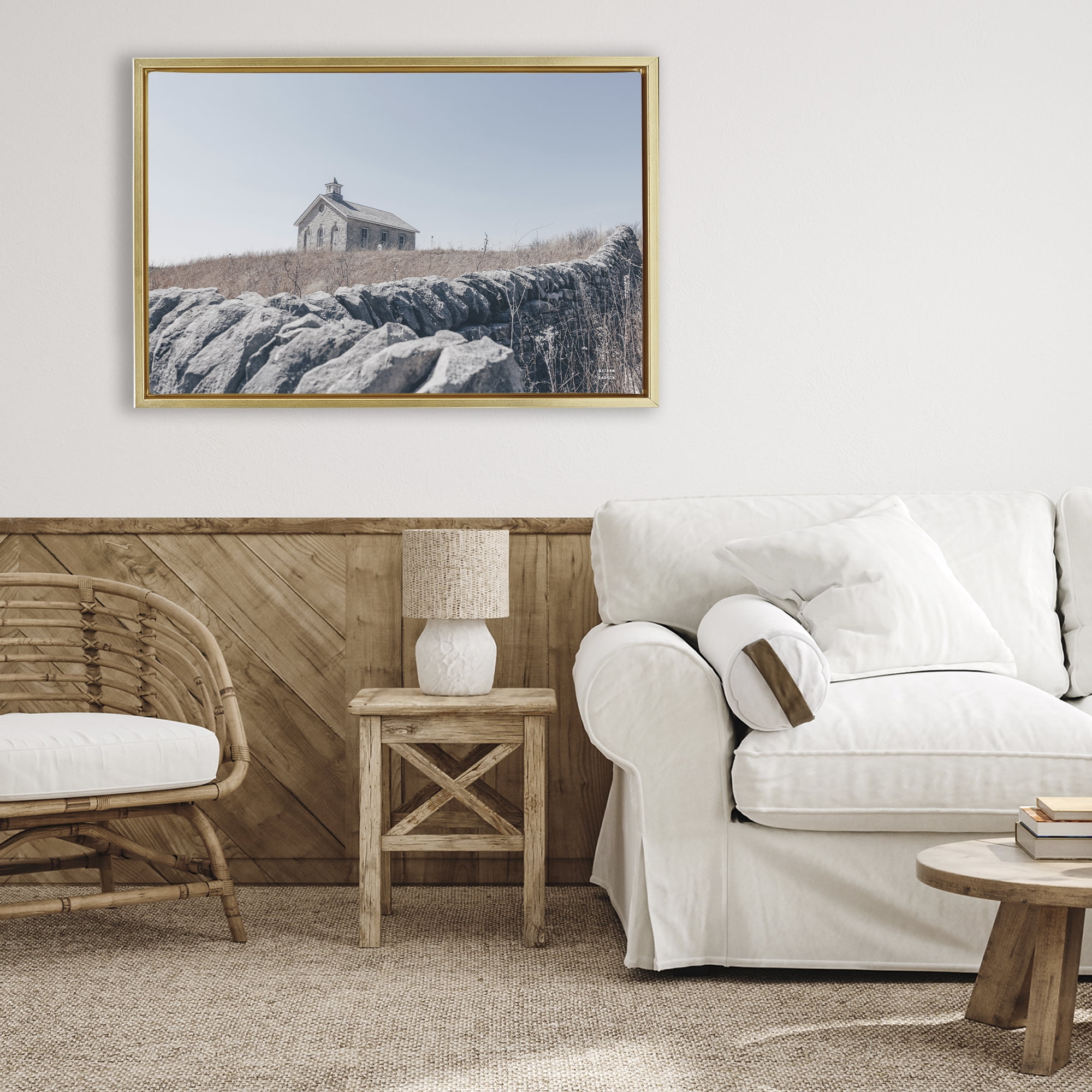 Stupell Industries One Room Schoolhouse Gold Framed Floater Canvas Wall Art, design by Nathan Larson