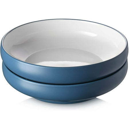

10 Shallow Serving Bowls 60 oz Large Serving Bowls and Platters Serving Plate for Salad Pasta Soup Fruit Porcelain Serving Dishes for Dinner Party Sturdy for Long Use Set of 2 Haza Blue