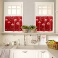 thumbnail image 4 of Christmas Ball Kitchen Curtains and Valances Set, Winter Snowflakes Watercolor Red Snowing Rod Pocket Window Valance 18 Inch Window Curtain Panels for Living Room Bedroom Laundry, 27.5x36in, 3 Pieces, 4 of 7