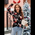 thumbnail image 4 of Suéter de Punto de Larga con Cuello Redondo para Mujer, Suéter Informal Grueso para Otoño e Invierno Negro L, 4 of 8