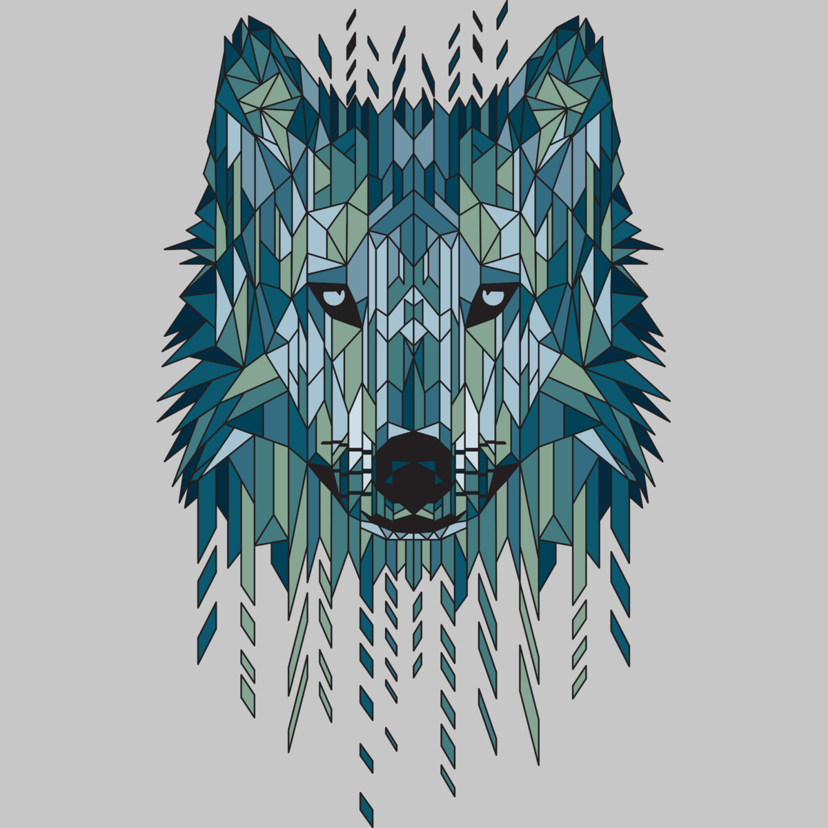 Geometric Wolf Mens Athletic Heather Cream Graphic Tee - Design By Humans  2XL - image 2 of 4