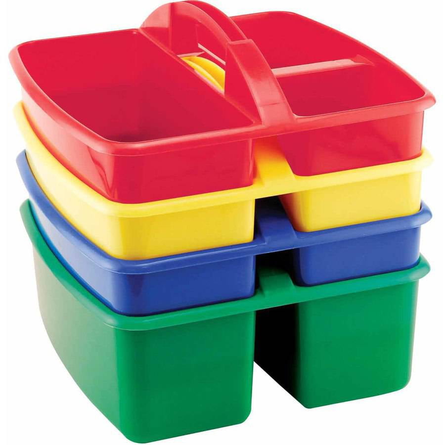 School Specialty Small Handled Plastic Art Caddy, Multiple Sizes, Pack