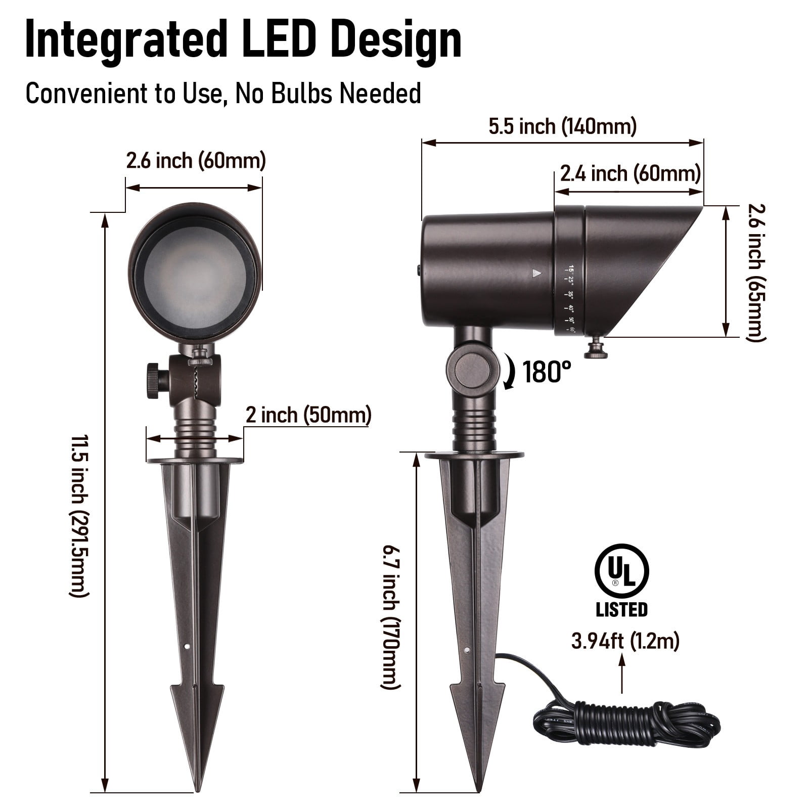 12 Pack 8W Low Voltage RGBCW LED Landscape Spotlight, 15°-60° Adjustable Beam Angle Outdoor Spot Lights, IP65 Waterproof, Oil Rubbed Bronze