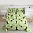 thumbnail image 2 of Homewish Kawaii Bee 3 Pieces Queen Comforter Set for Children Teens,Flower Animal Ultra Soft Bedding Sets,Green Yellow Black Bedding Comforter Set Breathable,Luxury Bedroom Decor,Reversible, 2 of 8