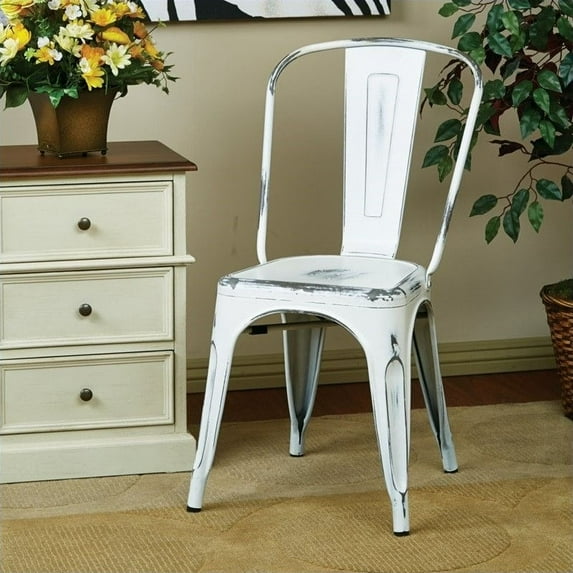 Office Star Bristow Metal Dining Chair in Antique White