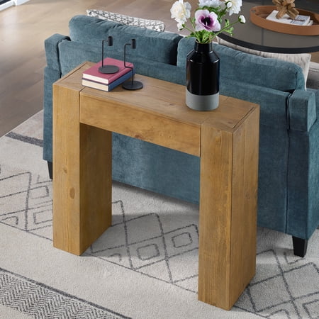 Alaterre Furniture Stockyard Solid Wood Console Table – 36in Modern Farmhouse Entryway Table Oak