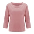 thumbnail image 4 of Tweang Womens Button Up Shirts V Neck Tops Outfits Boho Ethnic Style Blouses Roll Up Short Sleeve Button Down Dress Shirts Womens 3/4 Sleeve Tops 3/4 Sleeve Button Down Shirts Gauze Blouses Pink M, 4 of 4