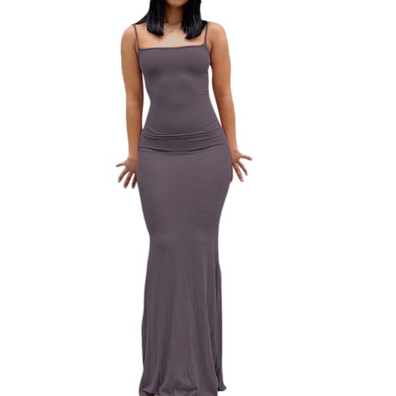 Casual Lounge Long Dress Sleeveless Bodycon Dresses Color Elegant Long Cami Dresses Evening Party Birthday