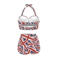 thumbnail image 2 of Suhoaziia Women Bikinis Tow Piece Set Ruched Tie Knot Underwired Swimsuit Cover Up,UK Flag Halter Neck Top Bathing Suits String Sexy Bathing Suit Size M, 2 of 6