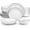 AMELIA-Black Rim, variant on Dinnerware Sets, 24 Piece Porcelain Square Dishes, White with Silver Rim Plates and Bowls Sets, Ceramic Dish Set for 6, Chip Resistant Dishware Sets, Series