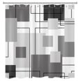 thumbnail image 4 of Grey and White Striped Geometric Shower Curtain Decor, Abstract Mid Century Modern Black Shower Curtains for Bathroom 69X70 inch Polyester Fabric Bathroom Decoration Bath Curtains Hooks Included, 4 of 6