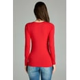 thumbnail image 3 of Emmalise Women's Plain Basic Cotton Spandex Scoop Neck Long Sleeve T Shirt -Red, 2XL, 3 of 5