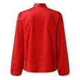 thumbnail image 3 of Afdoent Blouses For Women Long Sleeve Solid Color Shirt With Tie Front Casual Spring Summer Blouse Summer Outfits 2025, 3 of 5