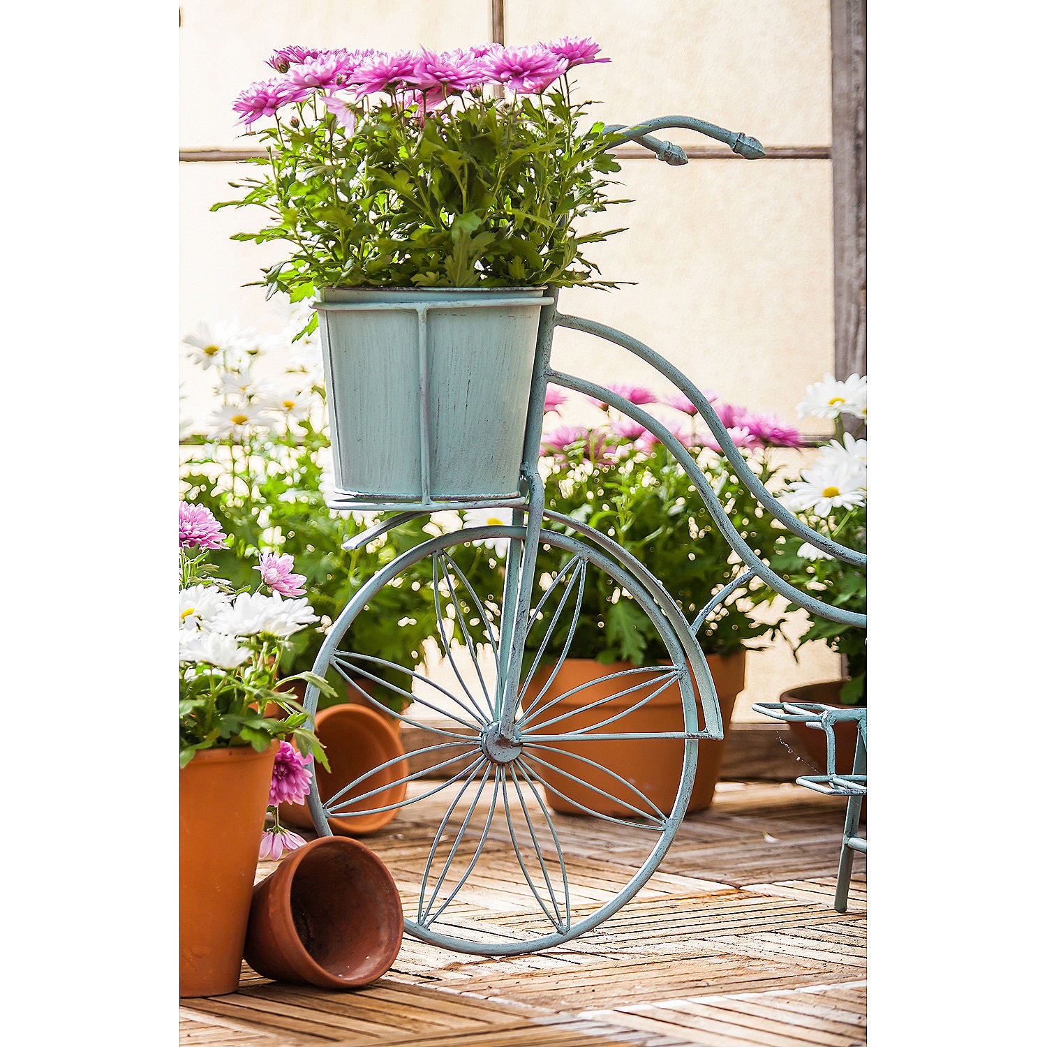 Evergreen Vintage Teal Bicycle Planter Outdoor Safe Decor - image 4 of 5