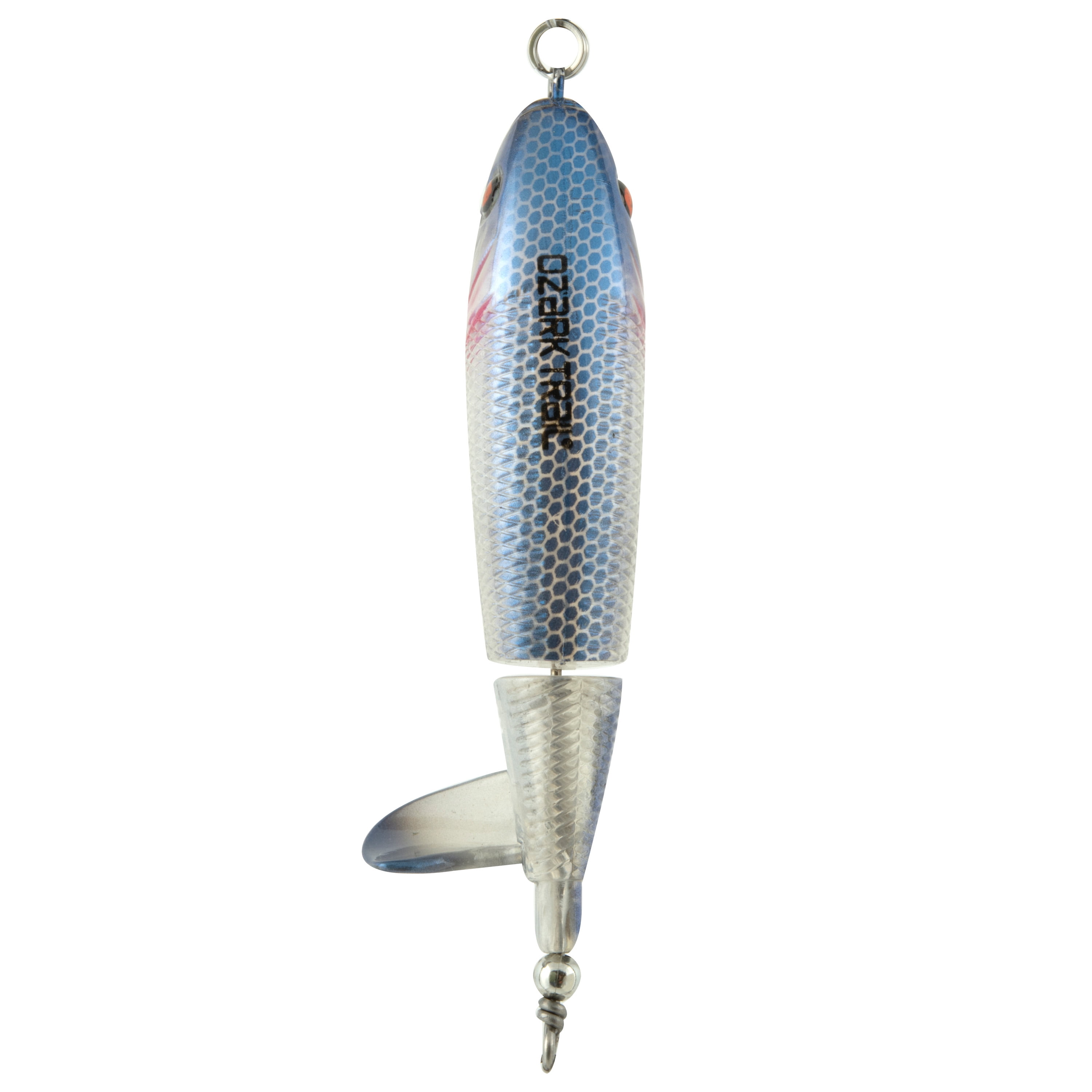 Ozark Trail 3.5" Topwater Prop Bait Fishing Lure for Bass, Pike, and Musky, Soft and Hard Plastic, Ghost Color