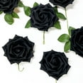 Efavormart 24Pcs Artificial Flowers Real Touch Black Foam Roses Wired ...