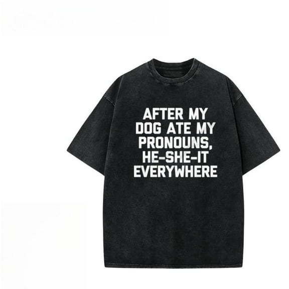 Cotton Black Tee Top Washed Vintage Oversized Streetwear Casual Humorous He She It Design S-2XL Plus Size