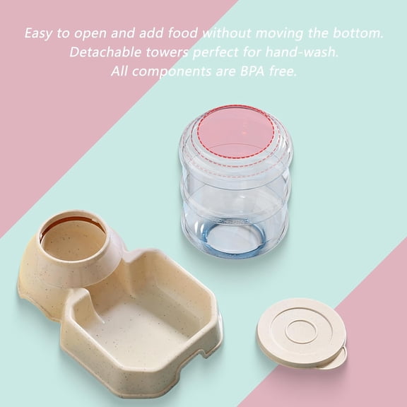 Automatic Pet Feeder & Waterer Set of 2 Pack, Self-Feeding Gravity Dog Cat Bowls with 1 Gallon Capacity