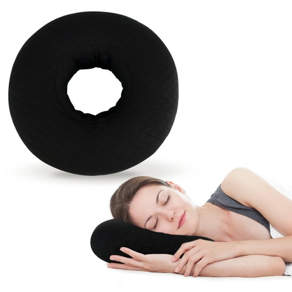 RoamReady Ear Piercing Pillow for Side Sleepers, Ear Pillows with Holes for Pain, Earring Inflammation Pressure Sores, Cotton Earring Pillow for CNH Side Sleepers, Black