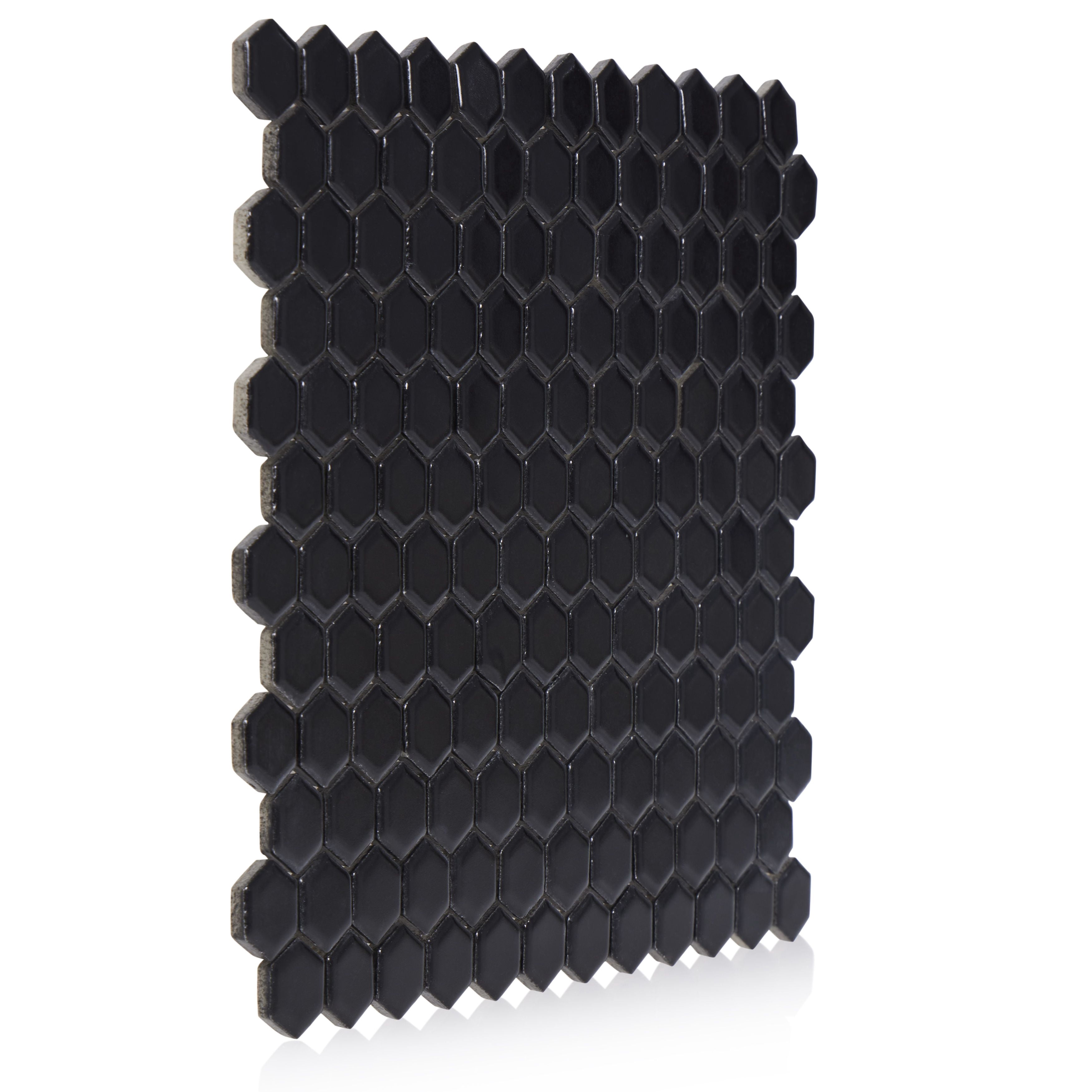 The Tile Project Hexagon Black 1-Inch Satin Mosaic Tile - 1 Full Piece